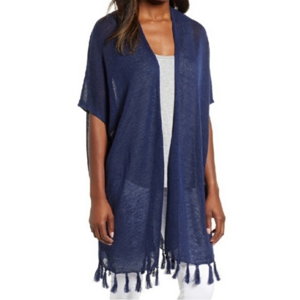 Tommy Bahama Lea fringe long linen cardigan NWT BEACH COVERUP